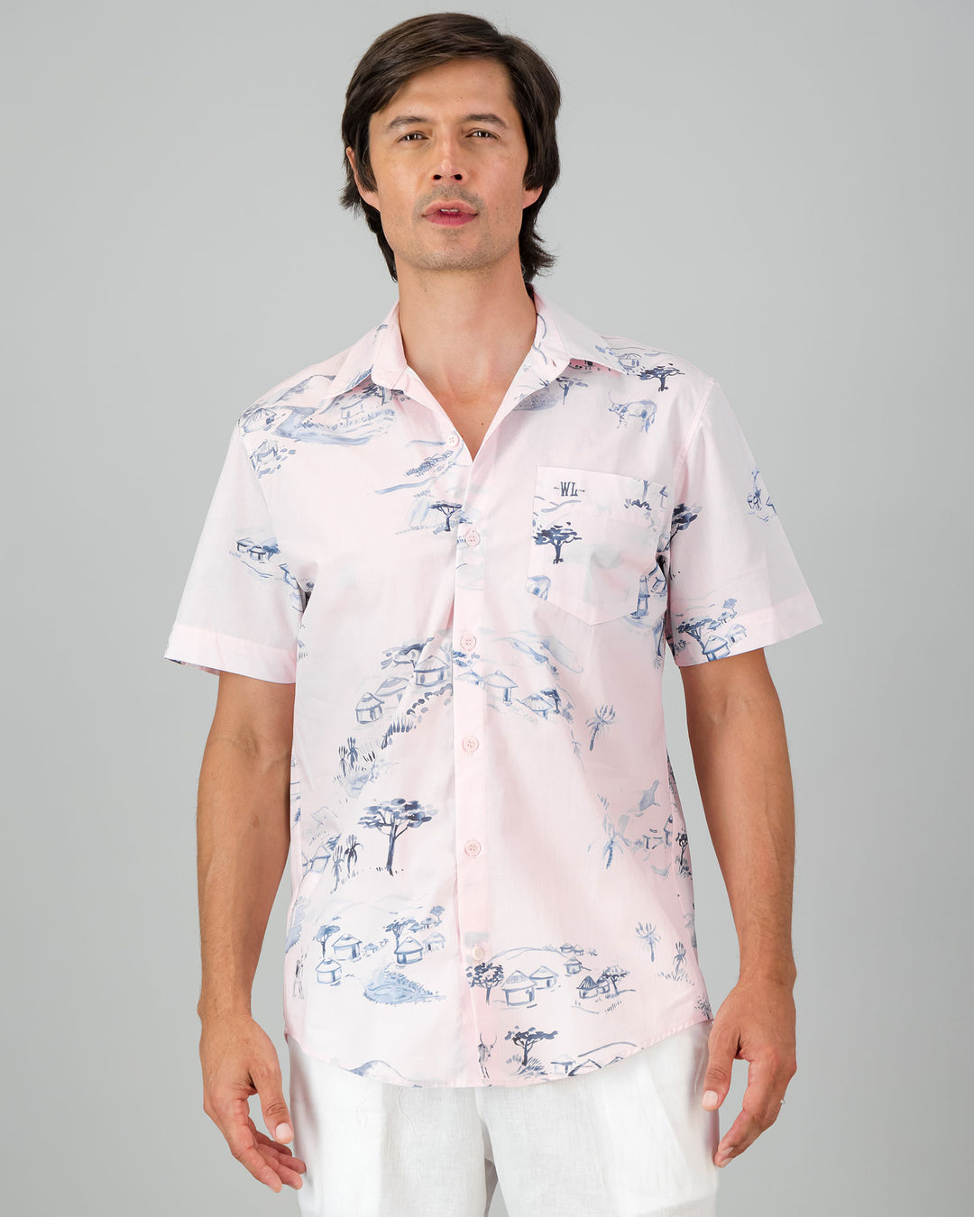 Mens Holiday Shirt - Grey Wild Coast Front - Woodstock Laundry
