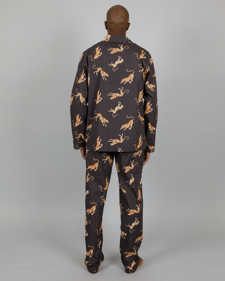 Mens Long Pyjamas Jumping Cheetahs Back - Woodstock Laundry