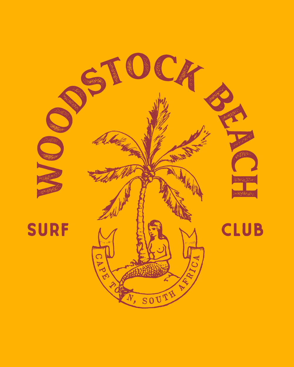 Mens Long Sleeve Mustard T-Shirt Surf Club Close - Woodstock Laundry
