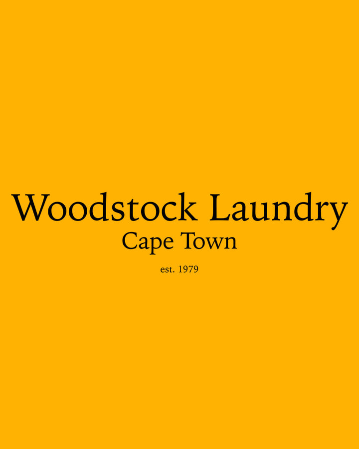 Mens Long Sleeve Mustard T-Shirt Typo Close - Woodstock Laundry