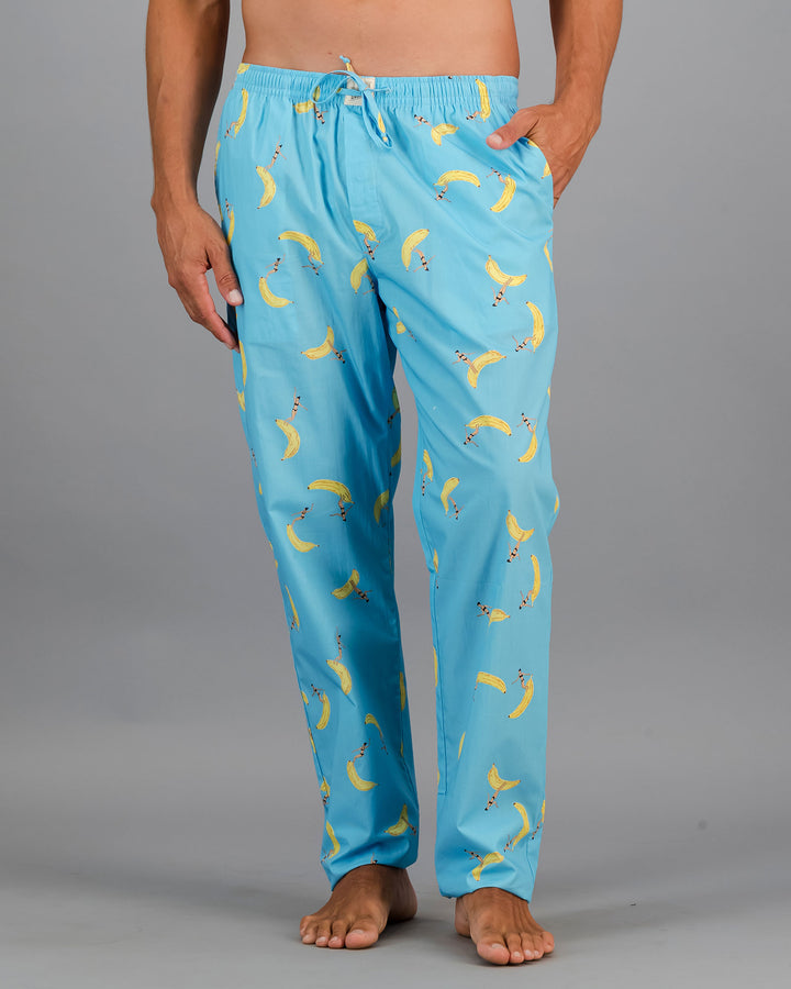 Mens Lounge Pants Banana Boards Front - Woodstock Laundry