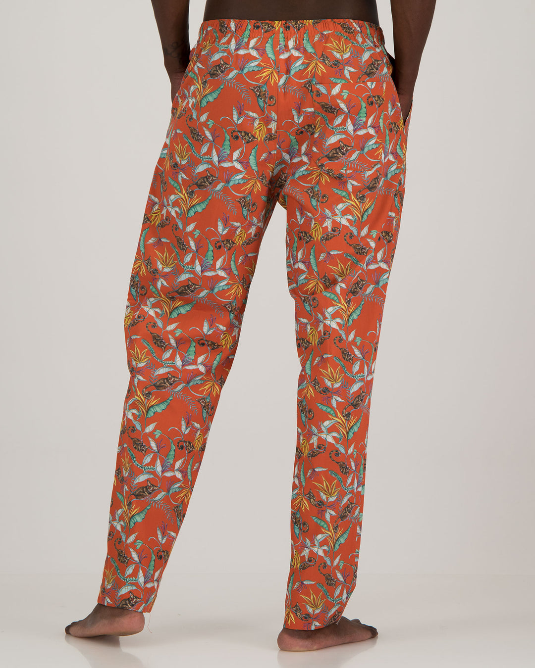 Mens Lounge Pants - Nag Apies on Orange Back - Woodstock Laundry
