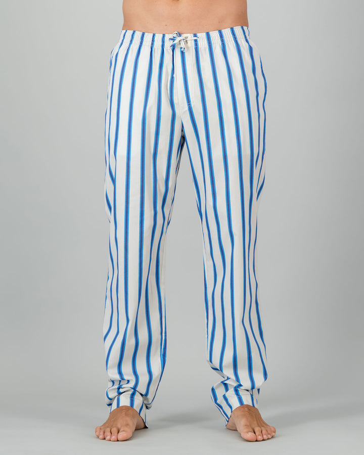 Mens Lounge Pants - Retro Blue Stripe