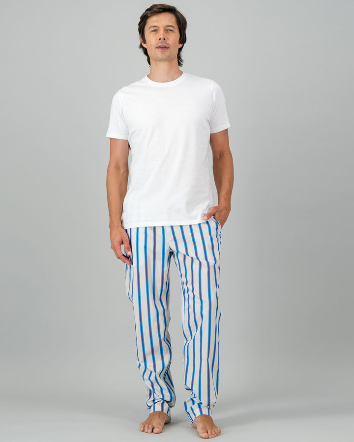 Mens Lounge Pants - Retro Blue Stripe
