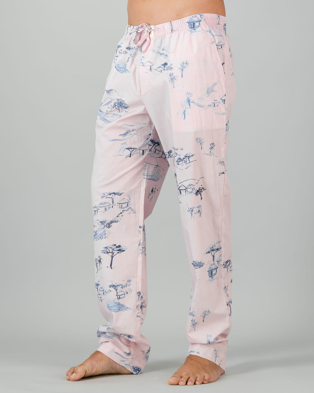 Mens Lounge Pants - Grey Wild Coast on Pink Side - Woodstock Laundry