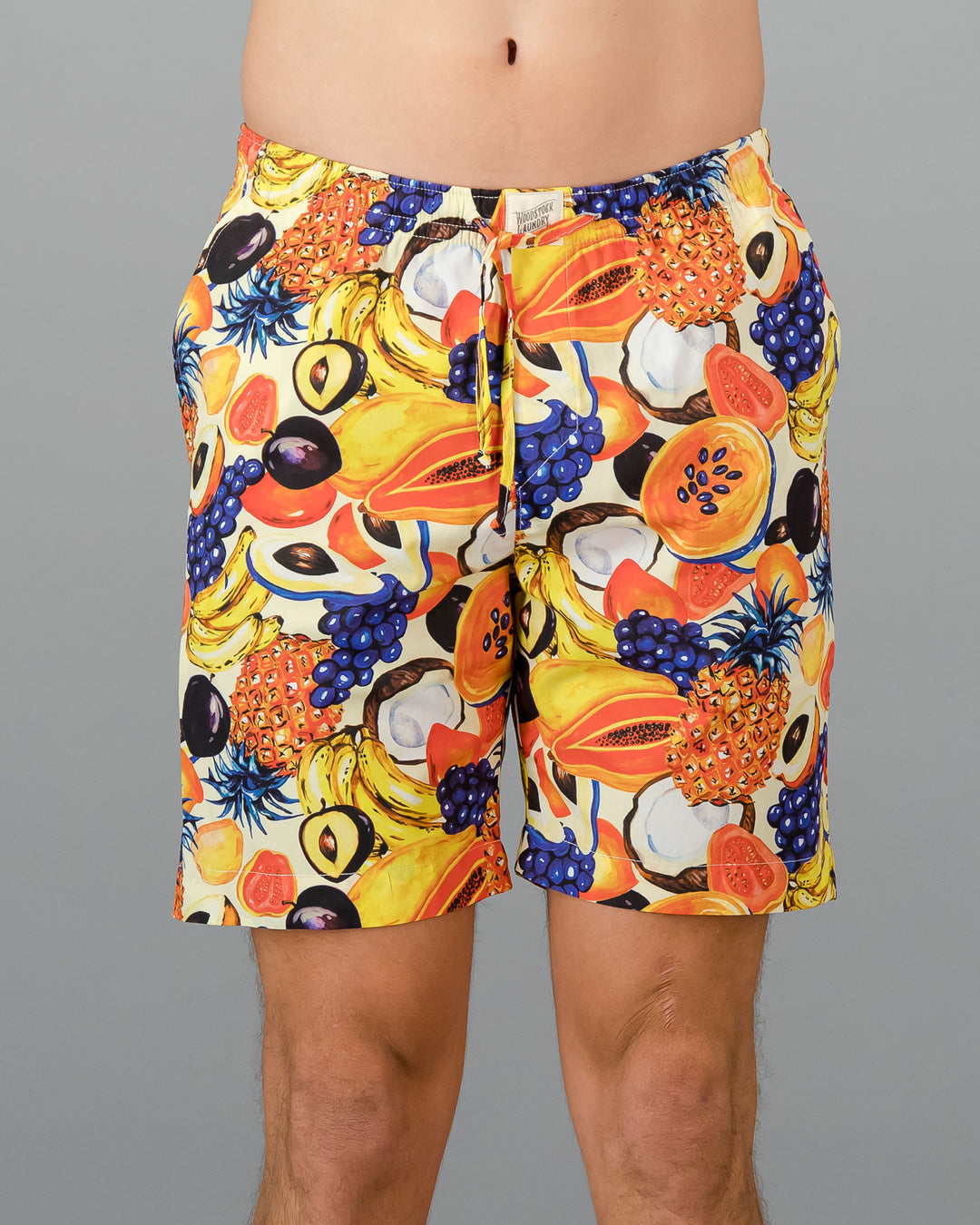 Mens Lounge Shorts - Tuti Fruti Front - Woodstock Laundry