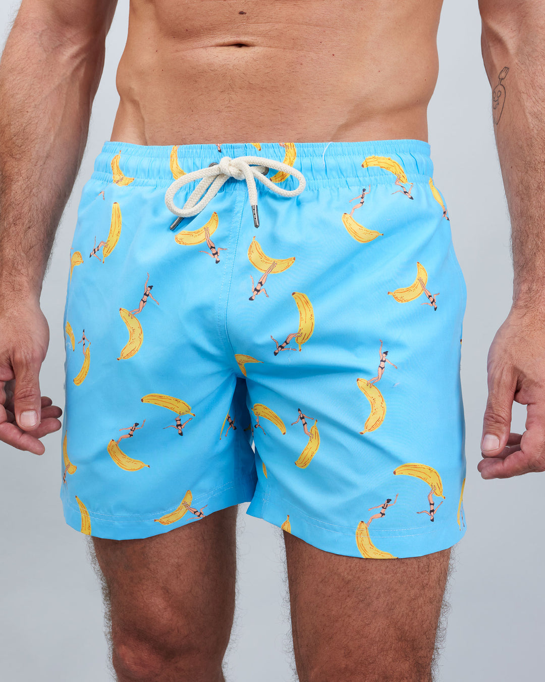 Mens Swim Shorts Banana Boards Front - Woodstock Laundry