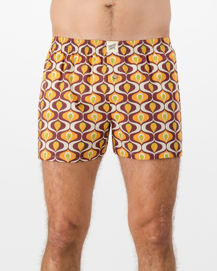Mens Boxer Shorts - Funky Fondue on Cream