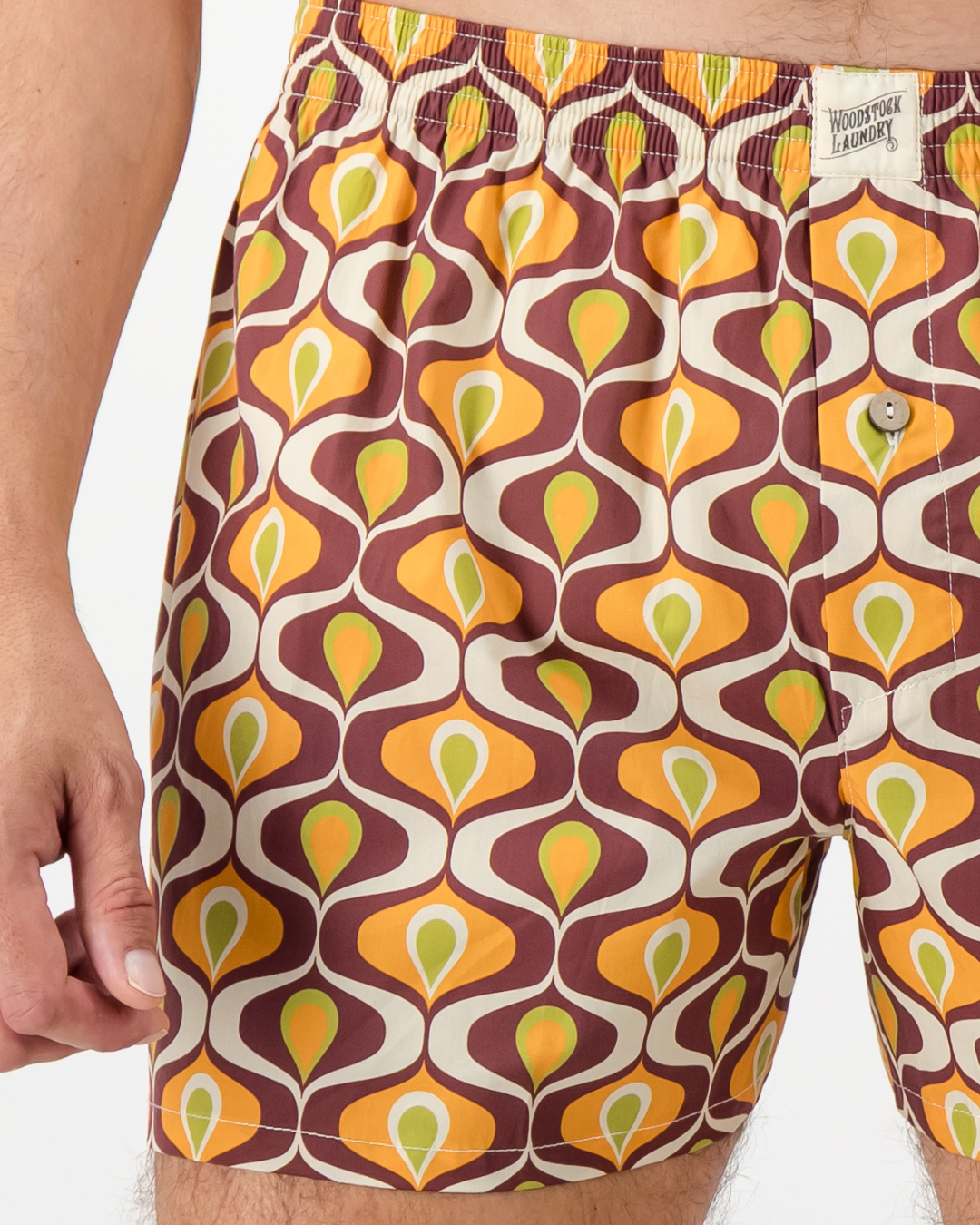 Mens Boxer Shorts - Funky Fondue on Cream