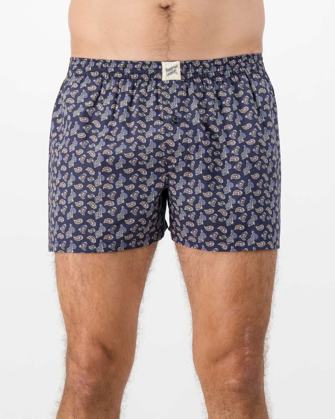 Mens Boxer Shorts - Paisley on Navy