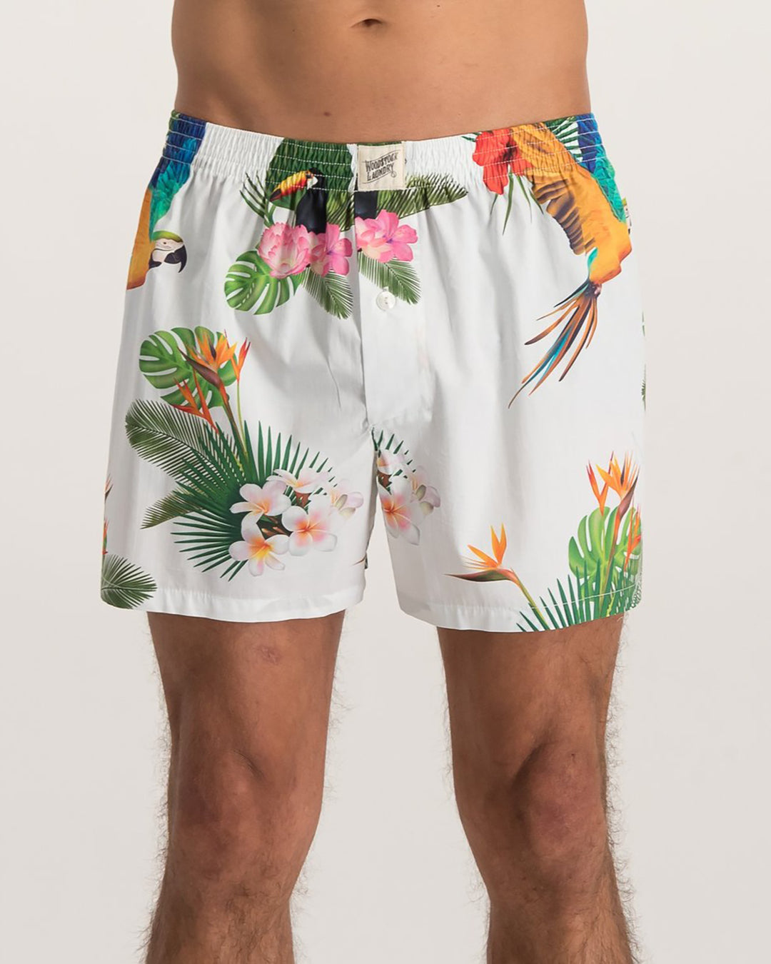 Mens Boxer Shorts - Paradise on White