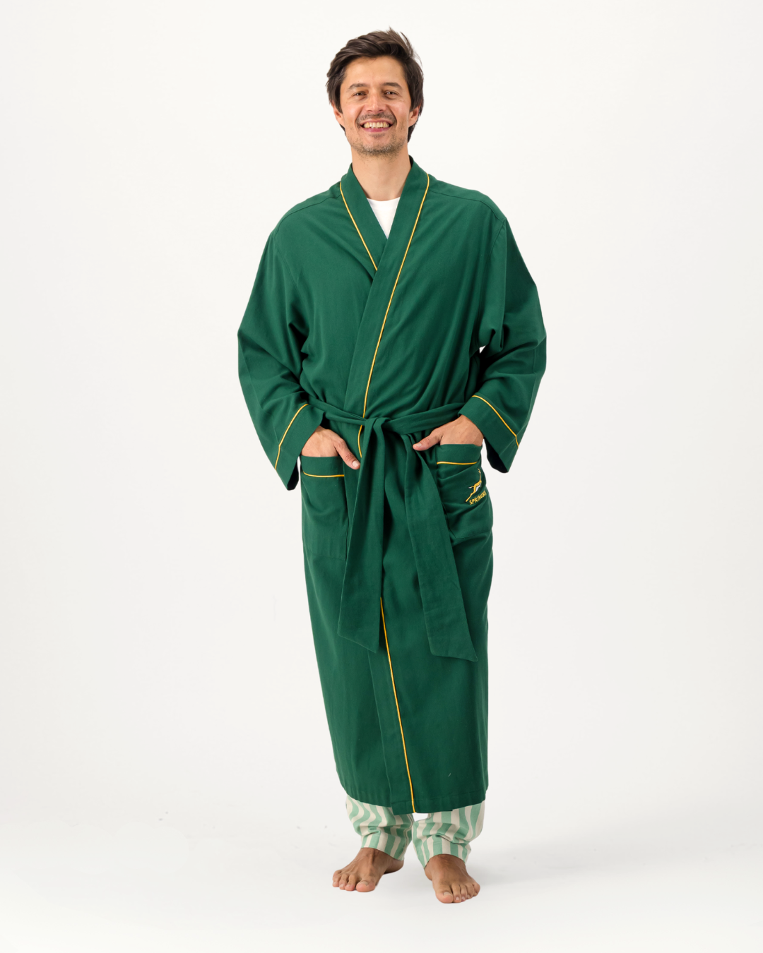 Mens Kimono - Springboks on Green