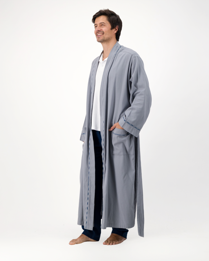 Mens Kimono Gown - Plain Grey