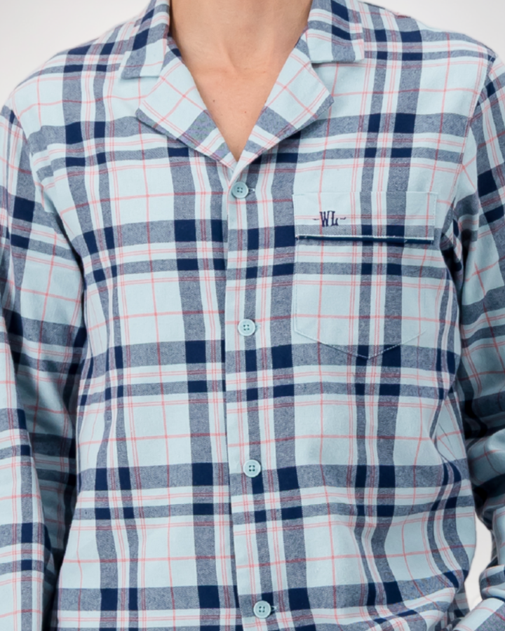 Mens Long Pyjamas - Billy on Turquoise