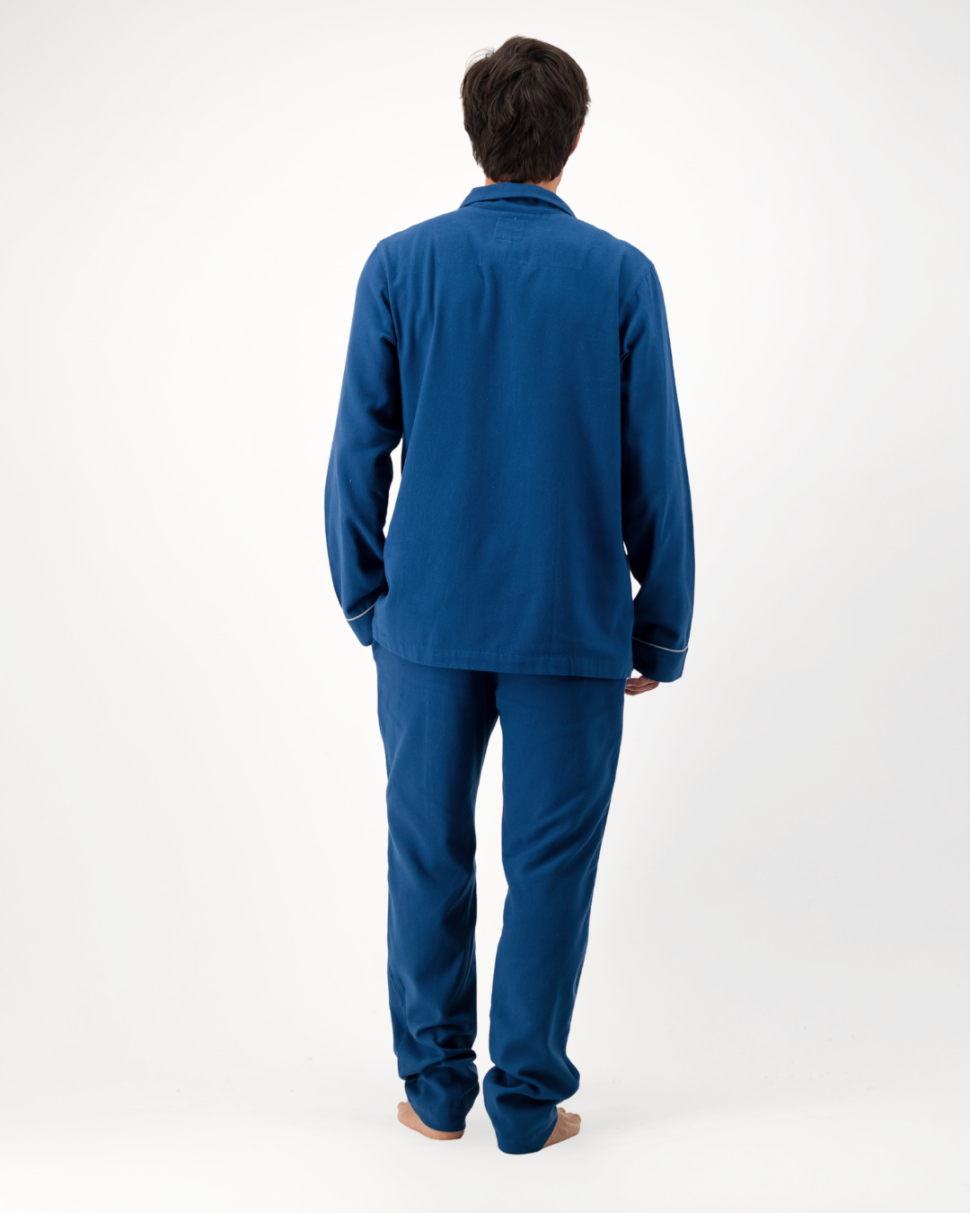 Mens Long Pyjamas - Plain Light Navy