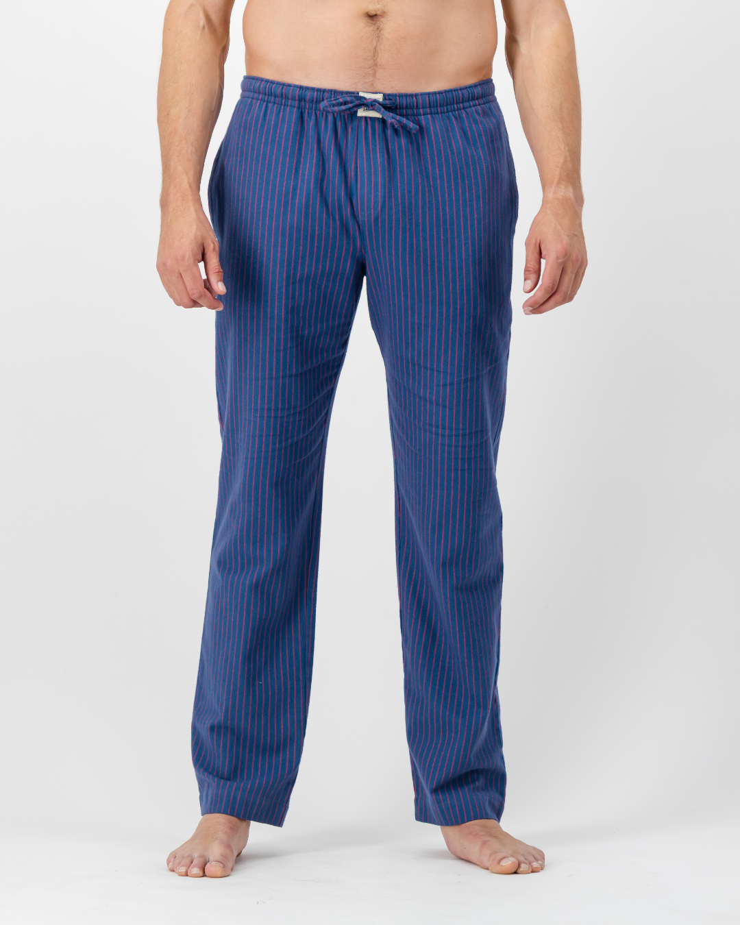 Mens Lounge Pants - Red Thin Stripe on Navy