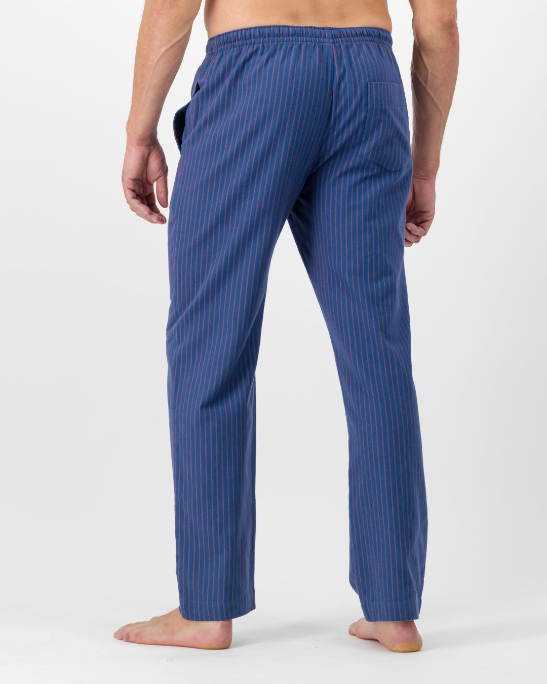 Mens Lounge Pants - Red Thin Stripe on Navy