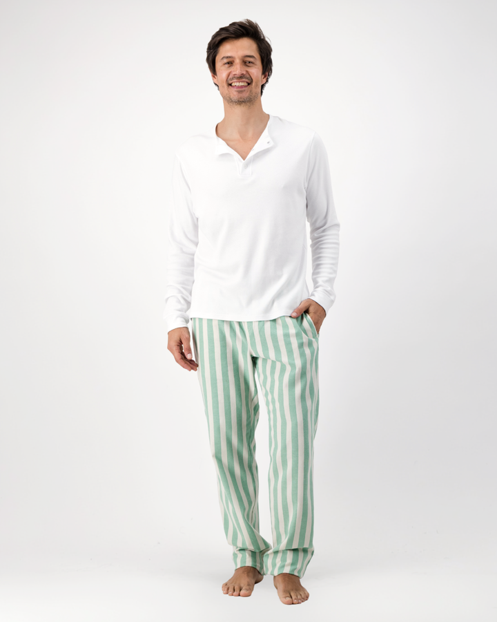 Mens Lounge Pants - Yoko Stone on Green