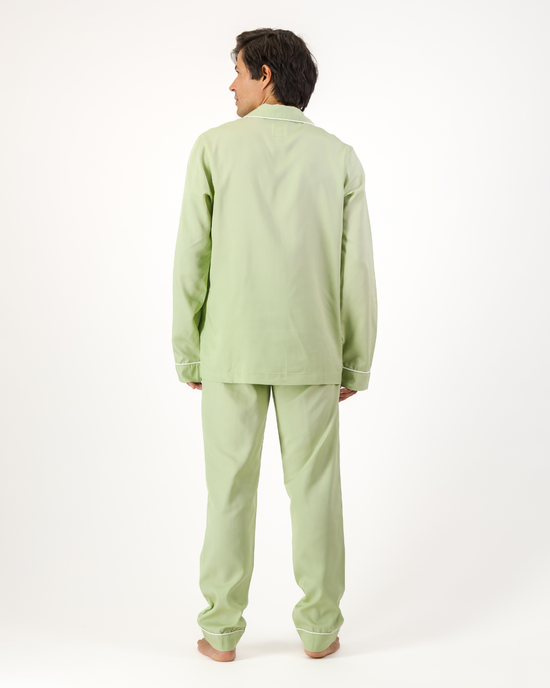 Back view of mens sage Tencel Pyjamas