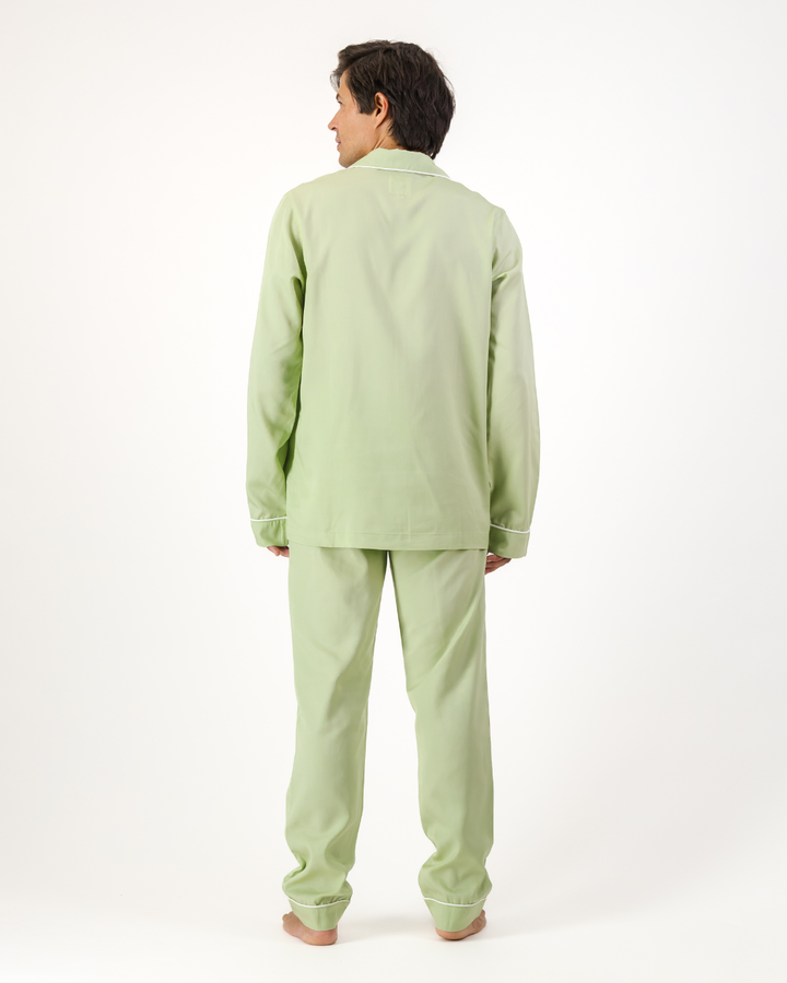 Back view of mens sage Tencel Pyjamas