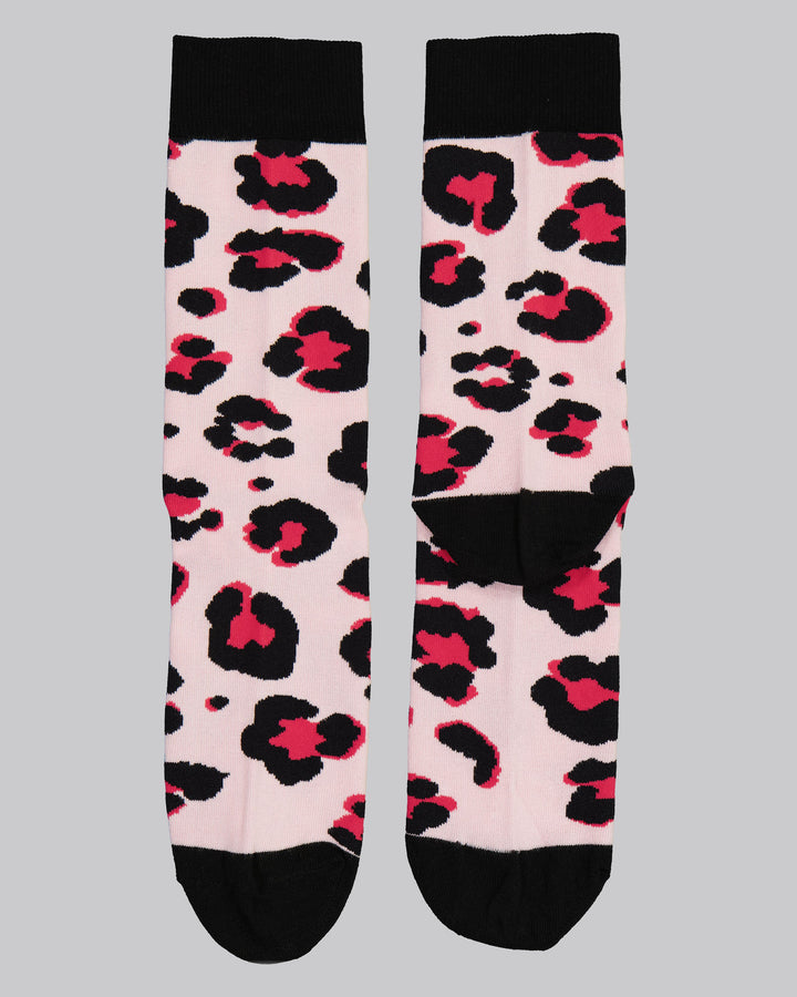 Bamboo Socks - Leopard Skin on Pink Flat - Woodstock Laundry