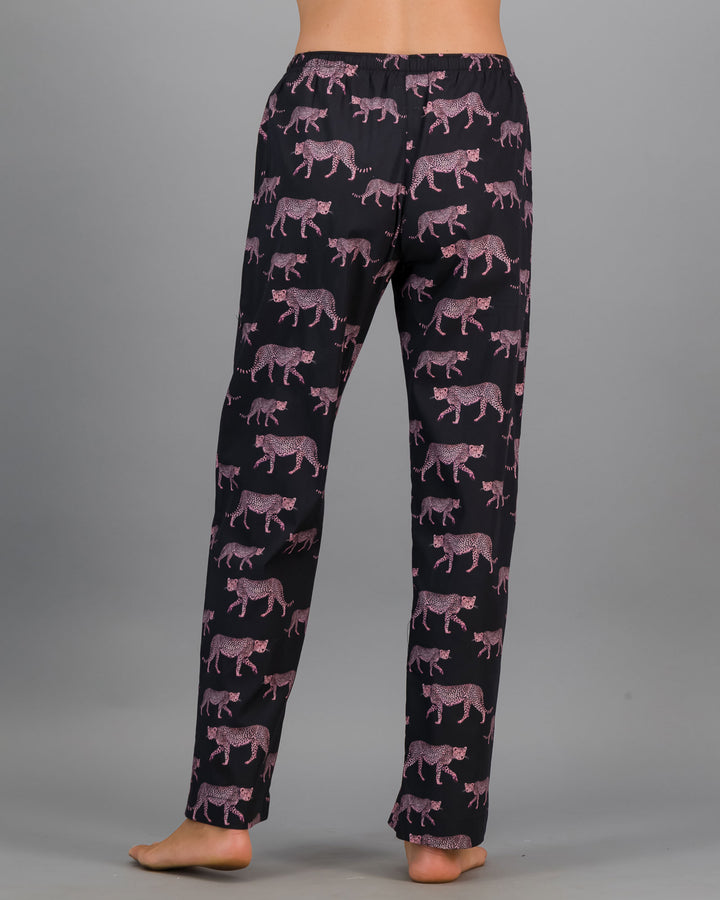 Womens Lounge Pants - Cheetahs on Charcoal