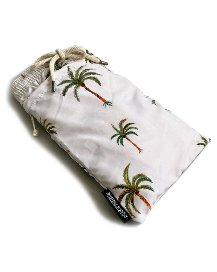 Mens Swim Shorts - Palm Beach on Cream Bag - Woodstock Laundry