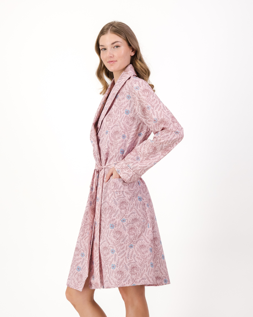 Womens Dressing Gown - Proteas on Pink