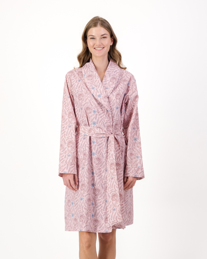 Womens Dressing Gown - Proteas on Pink