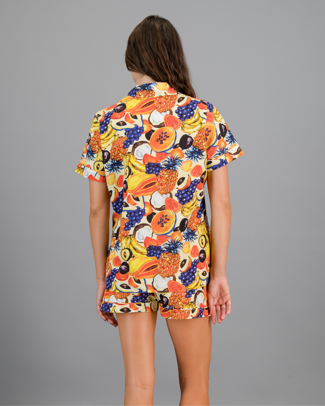 Womens Short Pyjamas - Tuti Fruti on Black