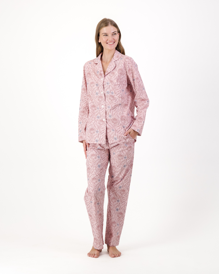 Womens Long Pyjamas - Proteas on Pink