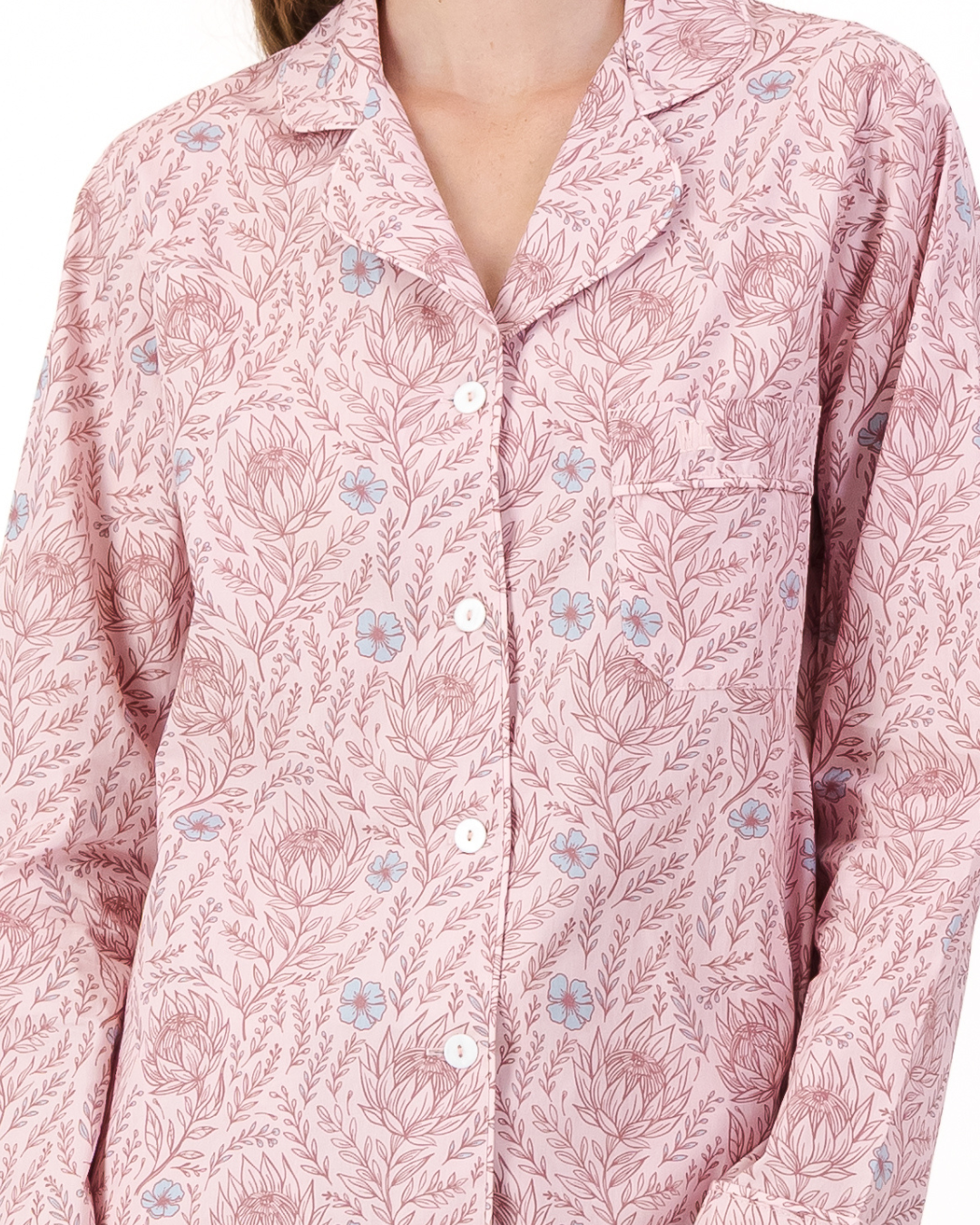 Womens Long Pyjamas - Proteas on Pink
