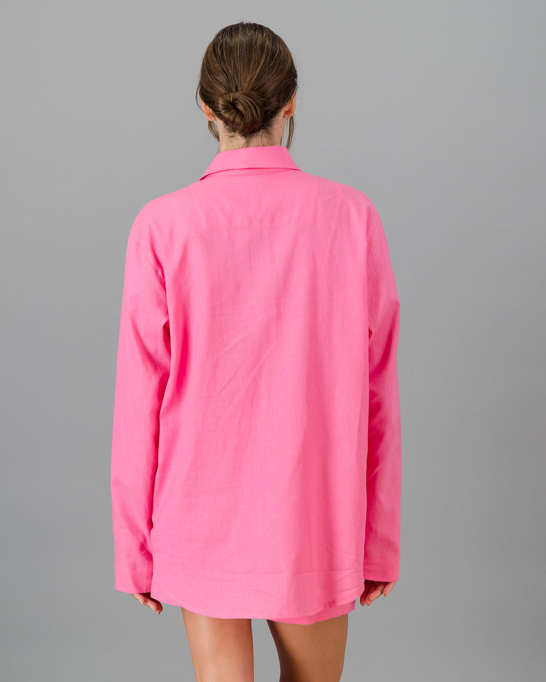 Womens Linen Over Shirt - Pink Back - Woodstock Laundry