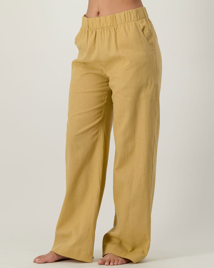 Womens Linen Pants Sahara Side - Woodstock Laundry