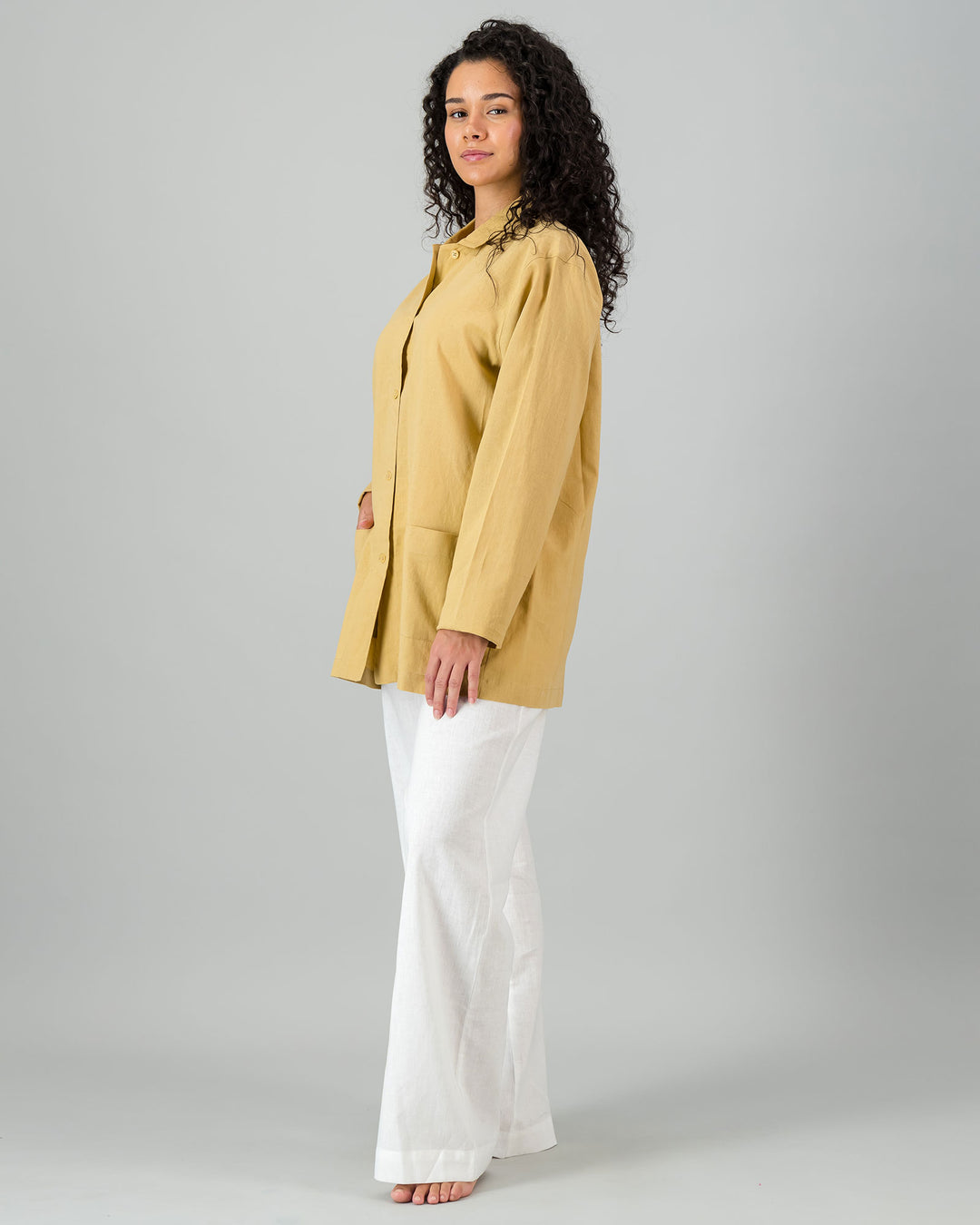 Womens Linen Shacket Sahara Side - Woodstock Laundry