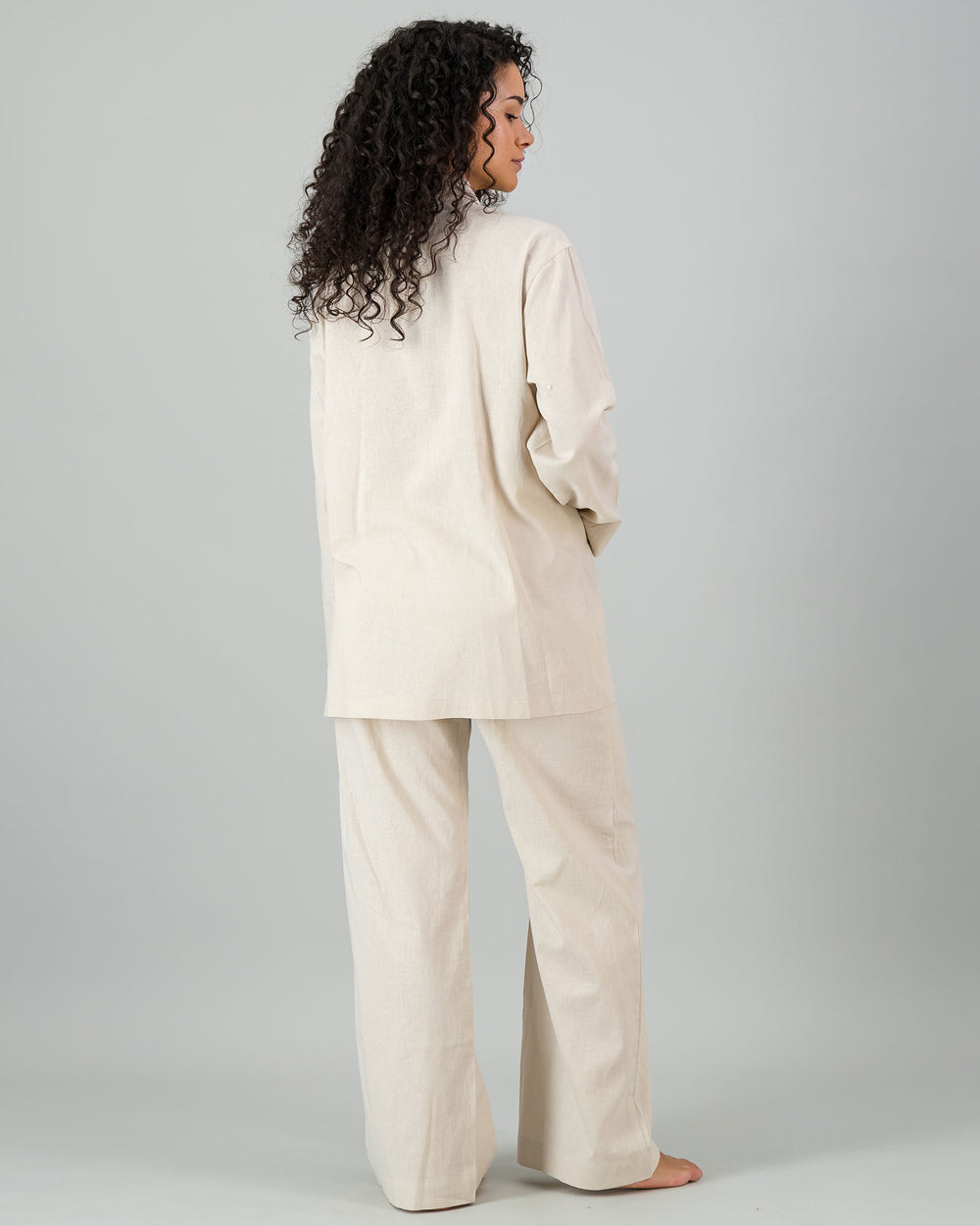 Womens Linen Shacket Sand Back - Woodstock Laundry