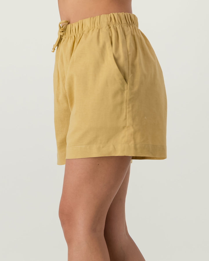 Womens Linen Shorts - Sahara Side - Woodstock Laundry
