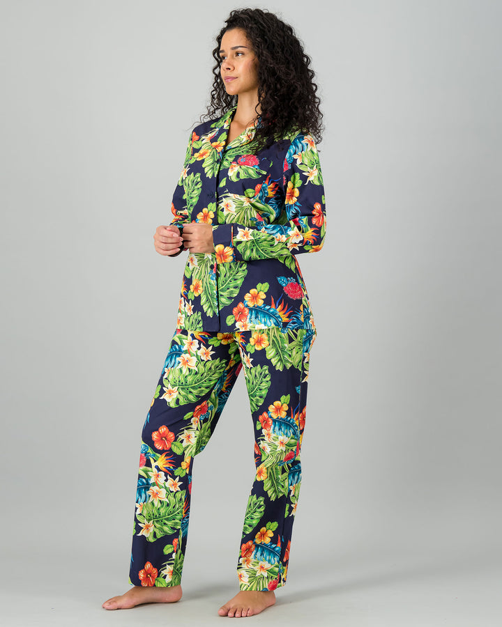 Womens Long Pyjamas - Magnum on Navy Side - Woodstock Laundry