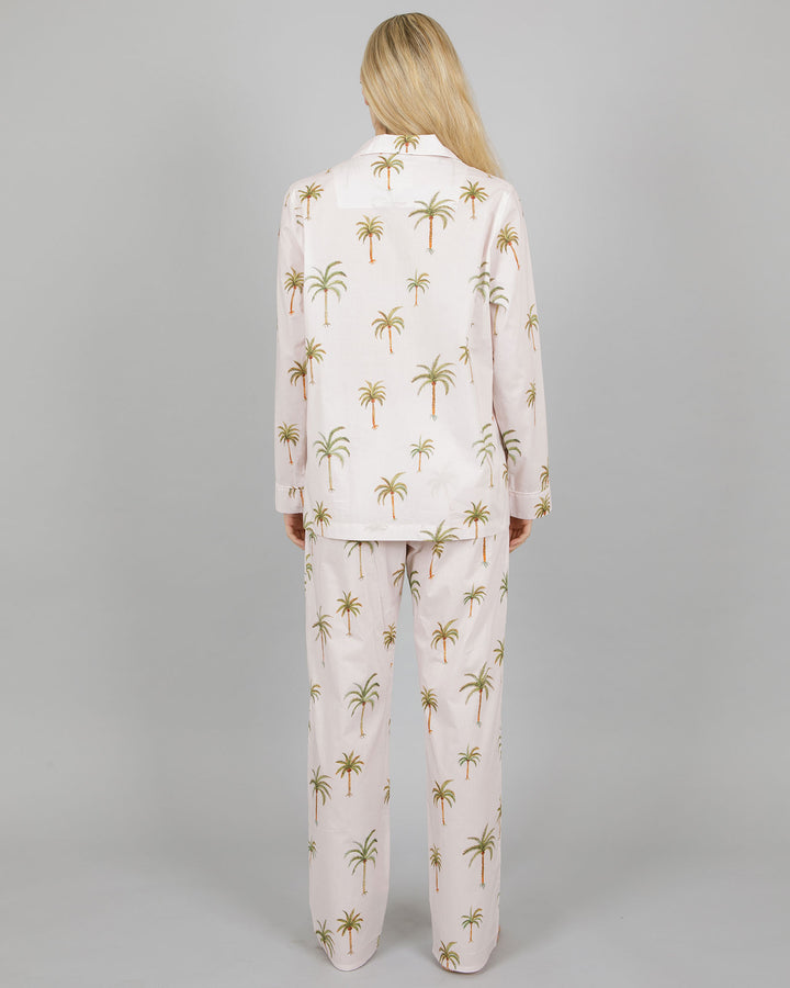Womens Long Pyjamas Palm Beach Back - Woodstock Laundry