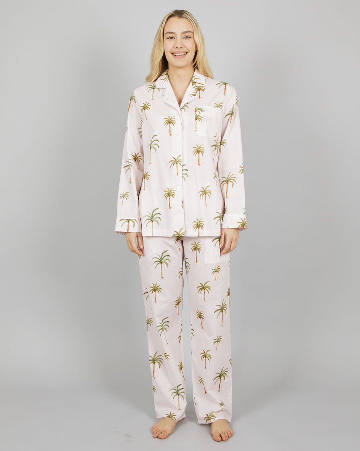 Womens Long Pyjamas Palm Beach Front - Woodstock Laundry