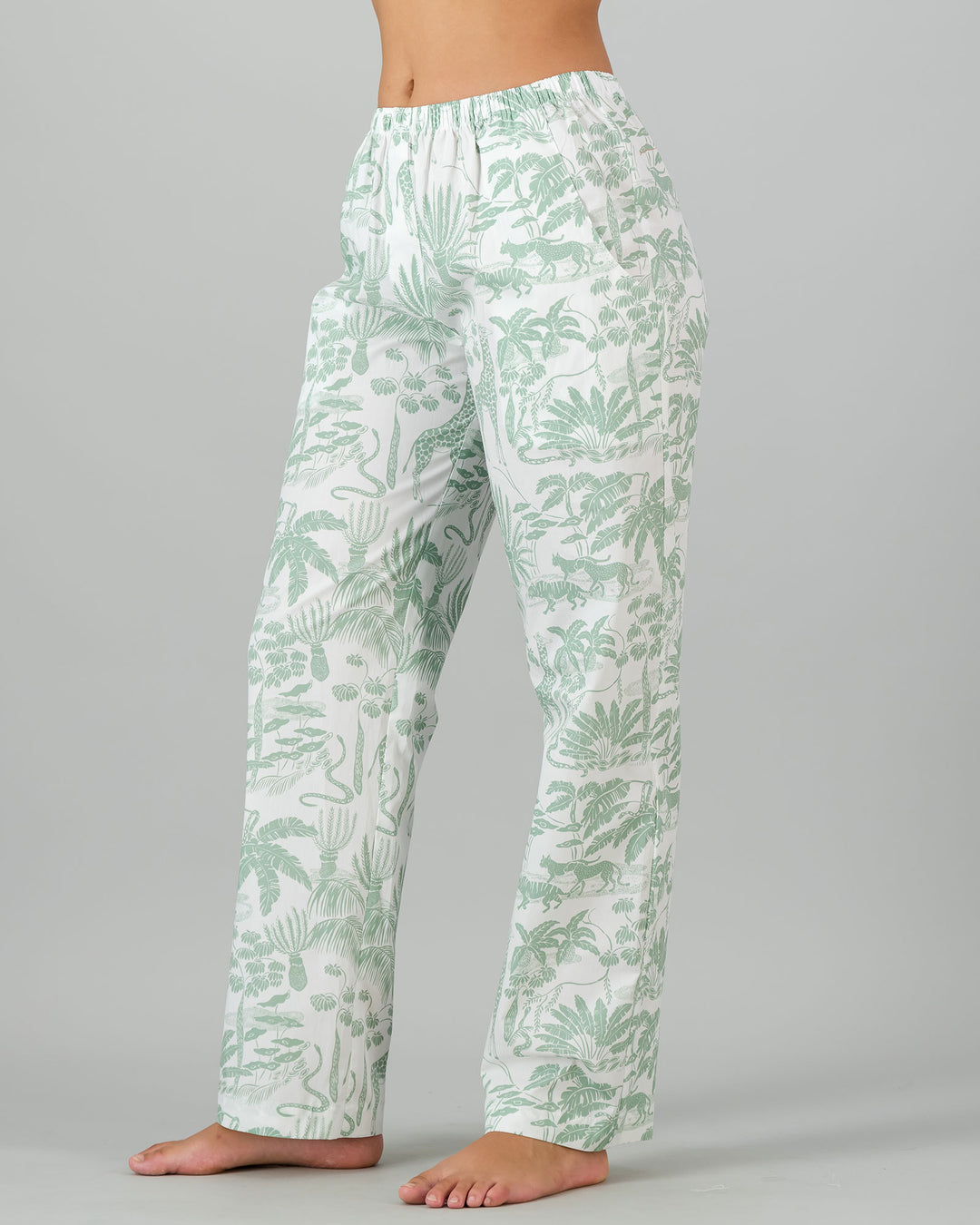 Womens Lounge Pants - Sage Mono Safari Side - Woodstock Laundry