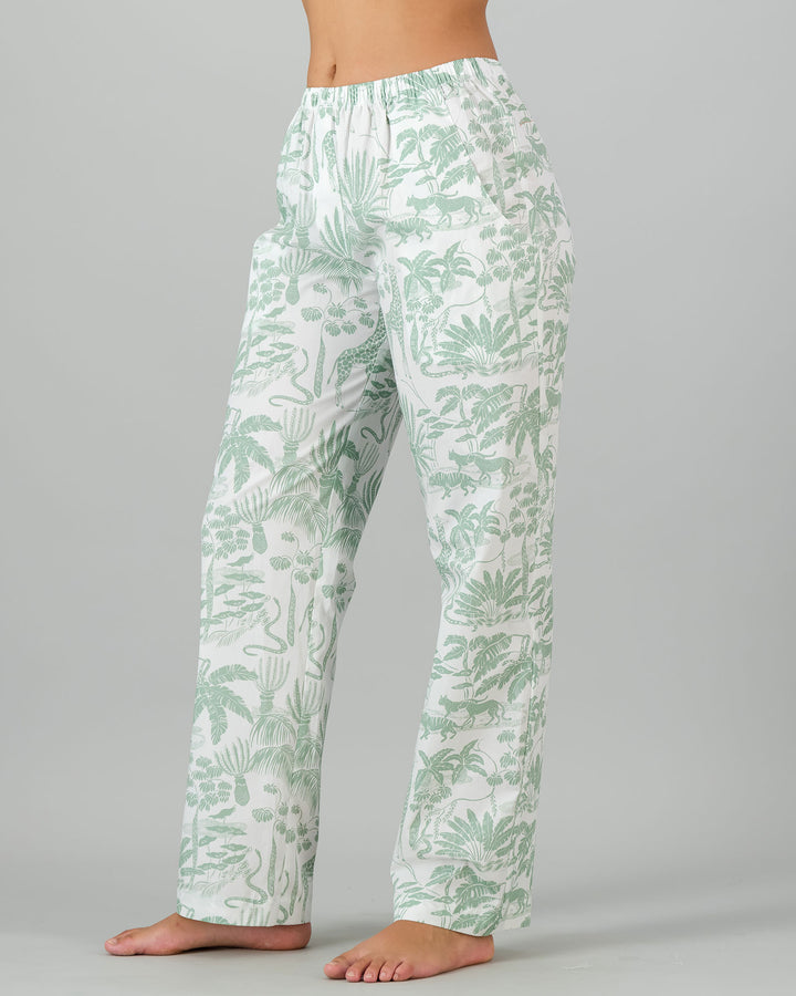 Womens Lounge Pants - Sage Mono Safari Side - Woodstock Laundry