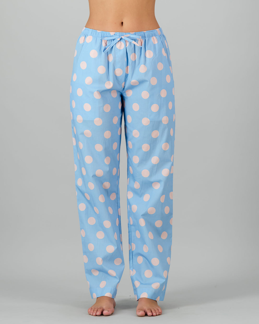 Womens Lounge Pants - Pink Polka Front - Woodstock Laundry