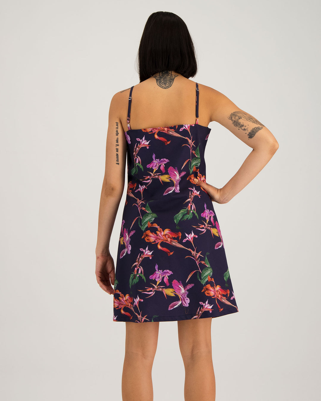 Womens Chemise Nighty - Iris on Navy Back - Woodstock Laundry