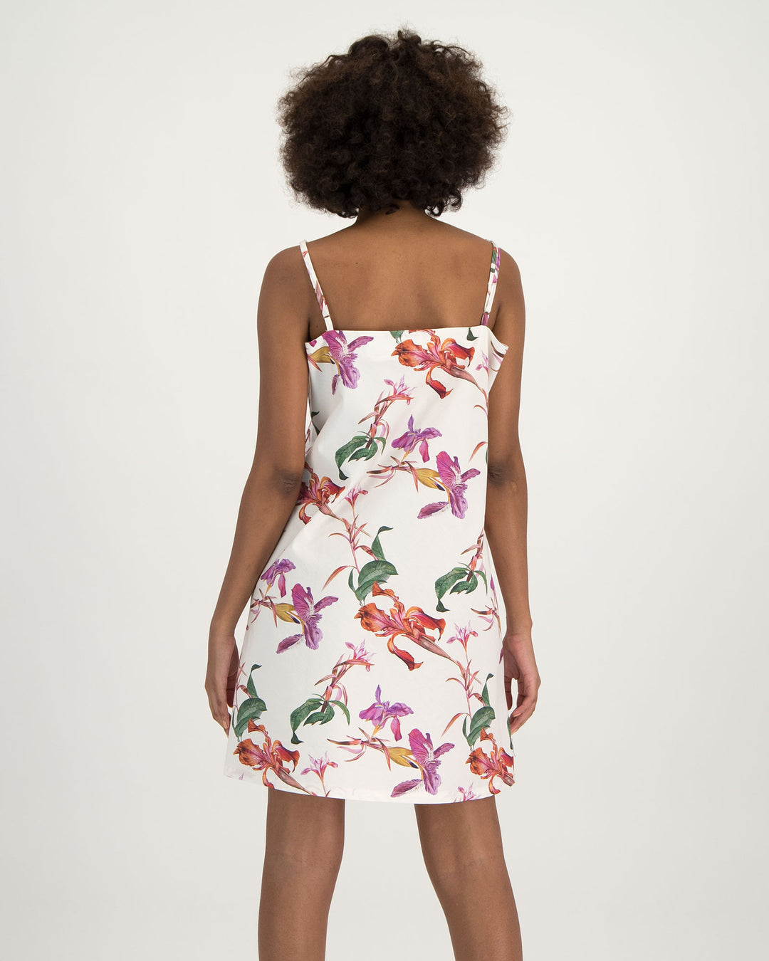 Womens Chemise Nighty - Iris on White Back - Woodstock Laundry