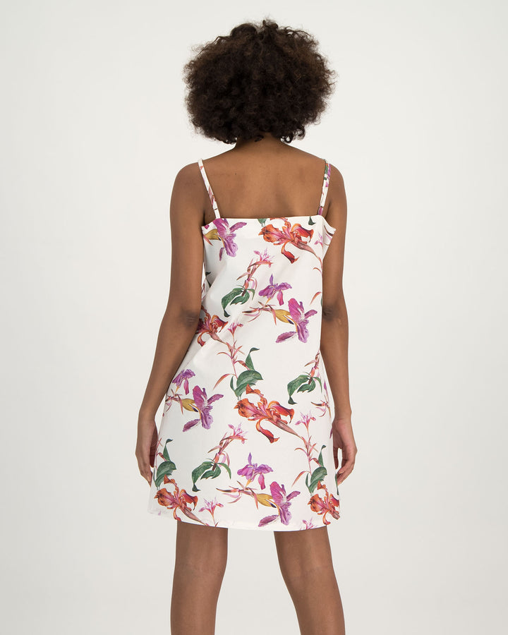 Womens Chemise Nighty - Iris on White Back - Woodstock Laundry