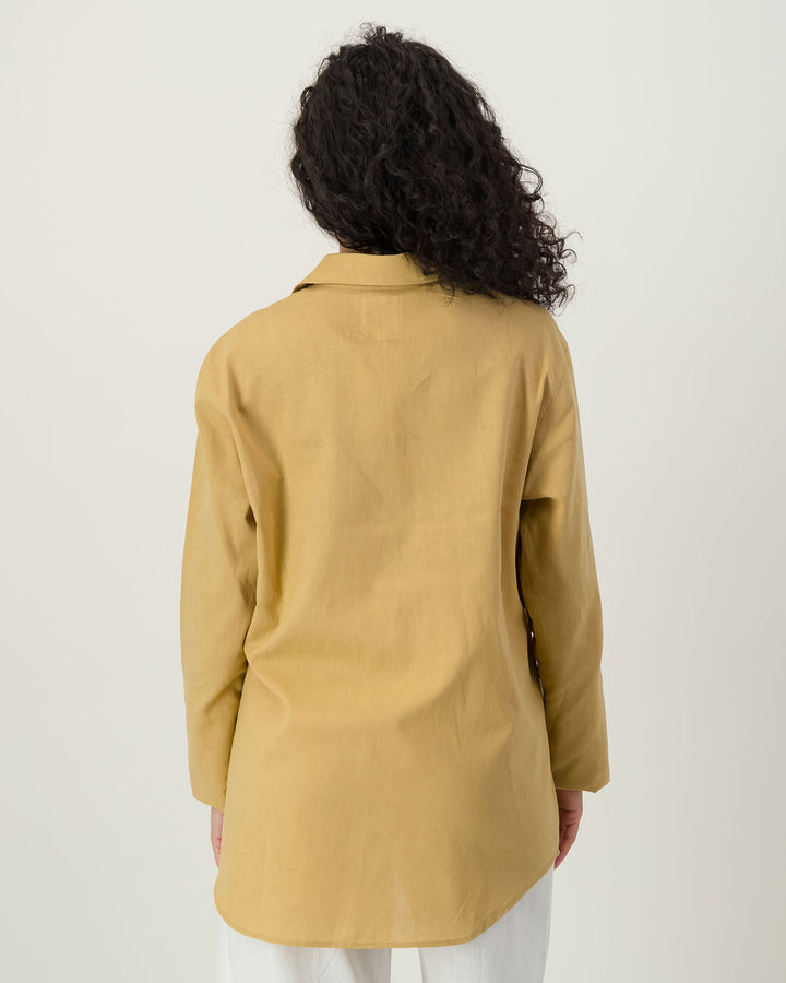 Womens Linen Over Shirt - Sahara Back - Woodstock Laundry
