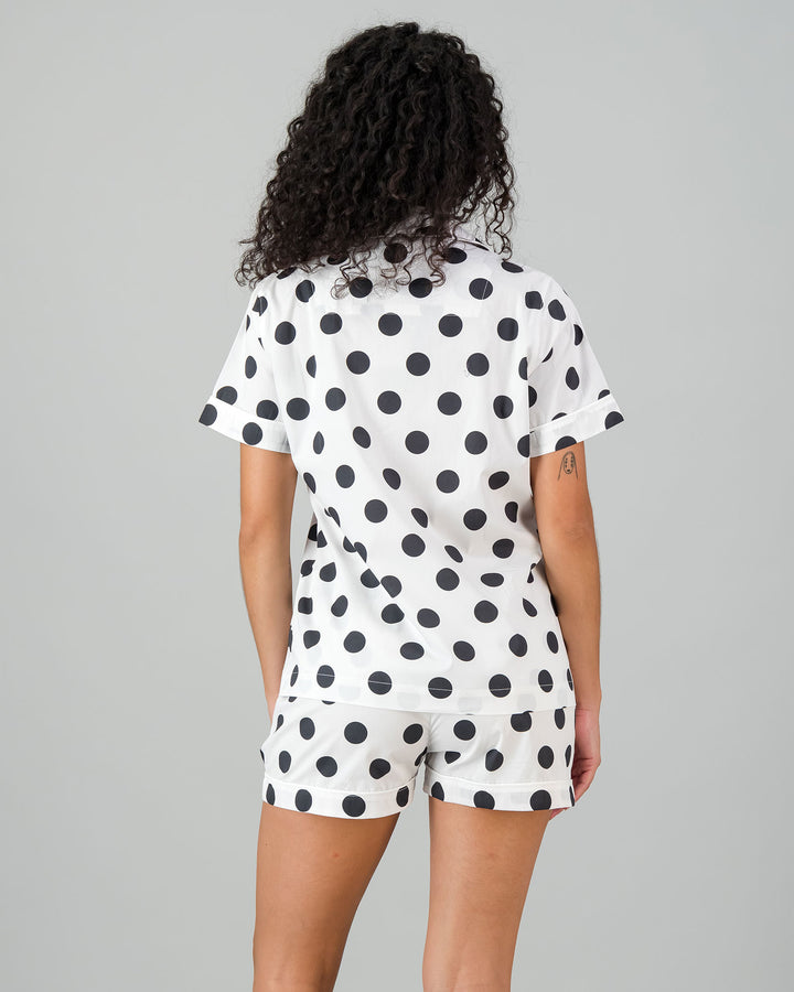 Womens Short Pyjamas - Black Polka Back - Woodstock Laundry