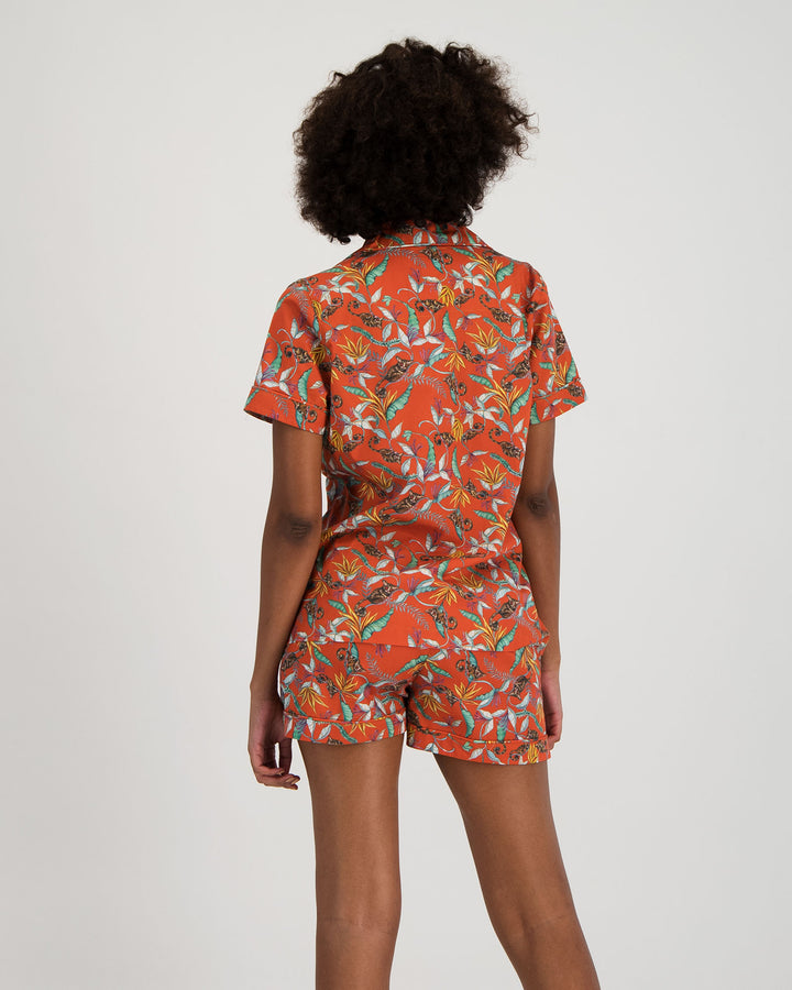 Womens Short Pyjamas Nag Apies Orange Back - Woodstock Laundry