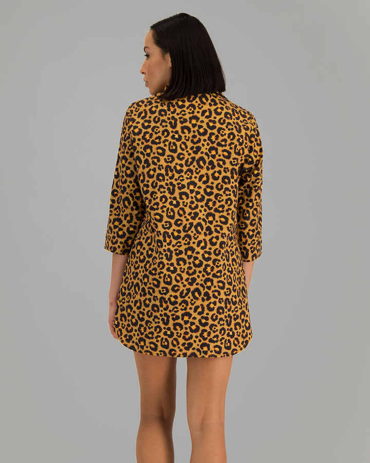 Womens Sleepshirt - Leopard Skin on Orange Back - Woodstock Laundry